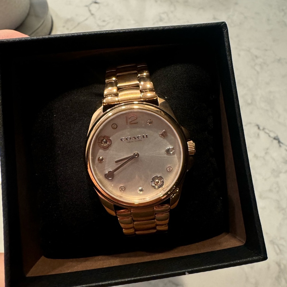 Coach Gold-Tone Watch with Crystal Details